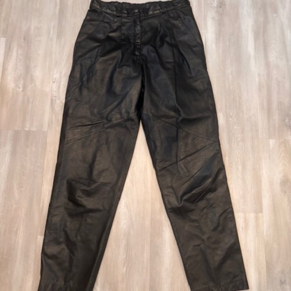 Vintage Byrnes & Baker Women's Vintage 90’s Moto Black Leather Pants size 12